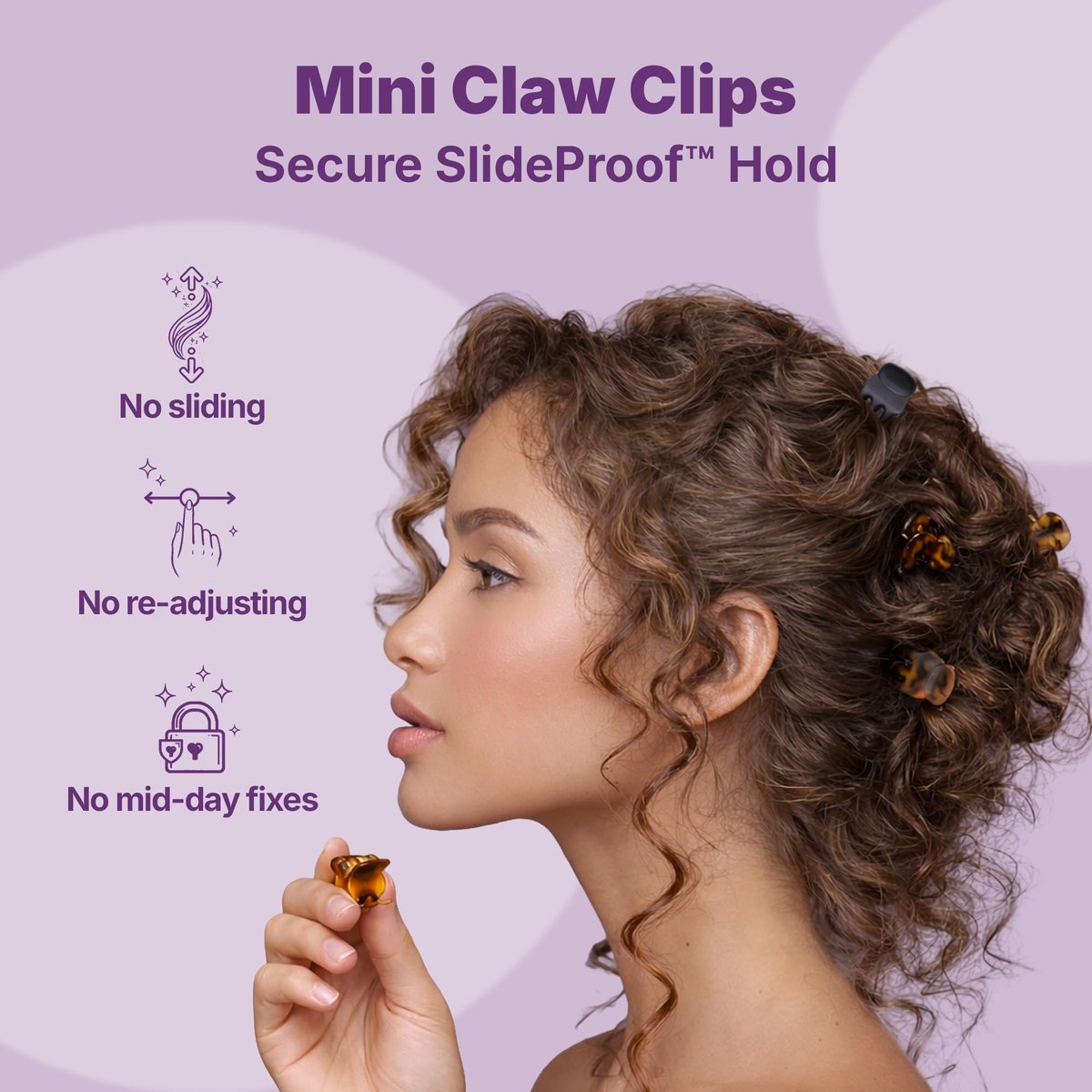 Goody SlideProof Mini Claw Clips – Secure Grip Small Hair Clips for Fine Hair, Black and Tortoiseshell, 16 Count - görsel 3