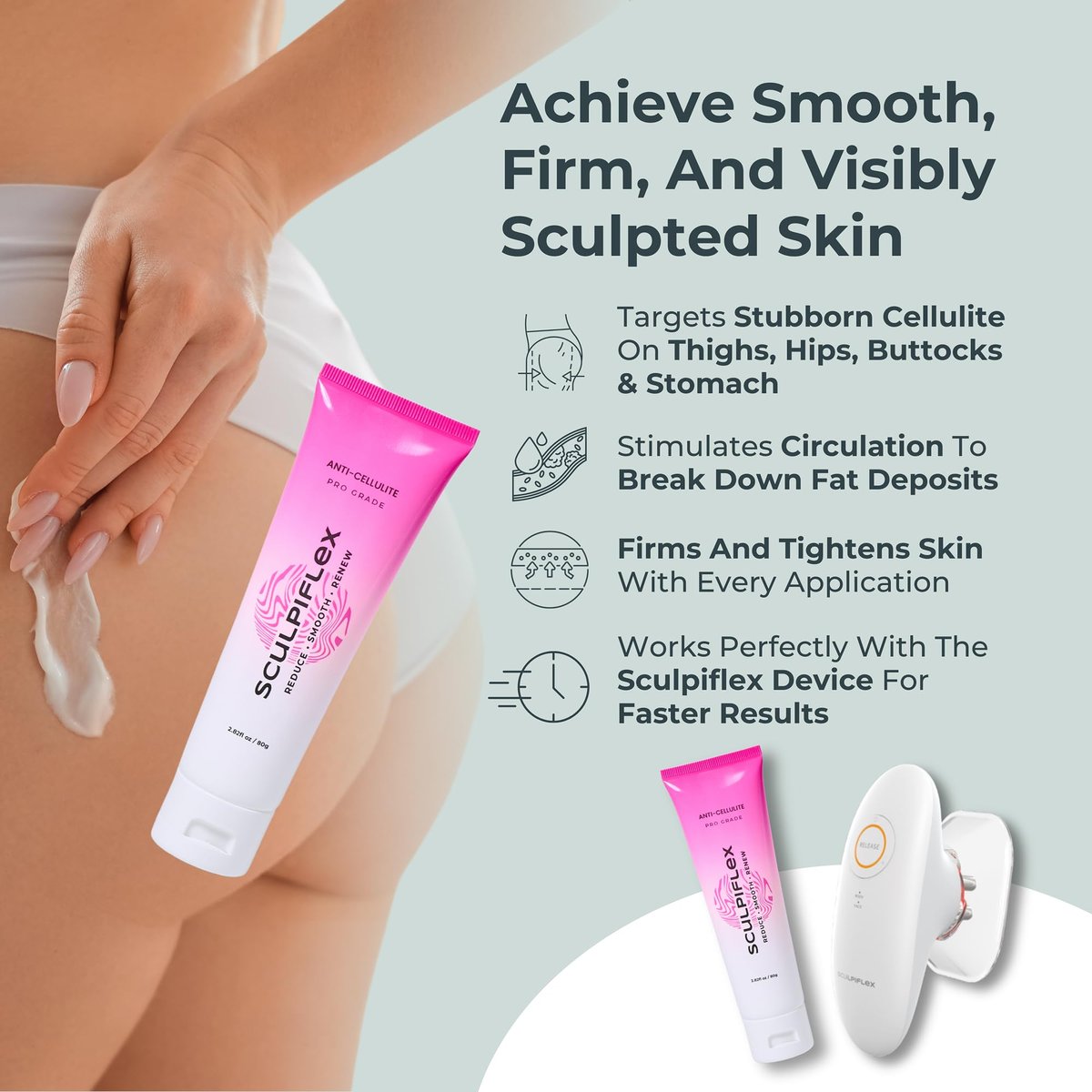 Sculpiflex Anti Cellulite Cream – Lifting & Firming Body Cream for Arms, Stomach, Legs – Smoothing & Hydrating Lightweight Formula for All Skin Types (2.82 oz) Avelisse