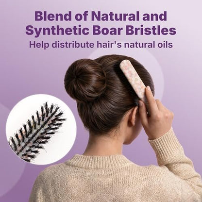 Goody 3-Piece Styling Hairbrush Set – Floral Pattern – Boar Bristle Smoothing Brush, Half-Round 180° Brush, Rat-Tail Comb – For All Hair Types – Gift for Women & Girls Avelisse