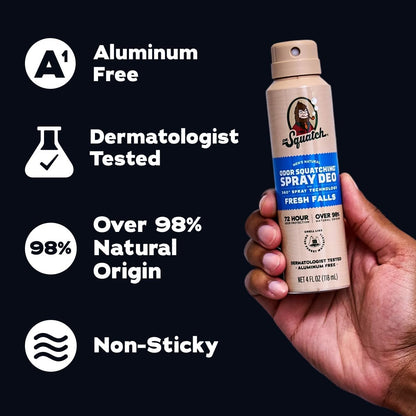 Dr. Squatch Natural Men's Deodorant Spray – Aluminum Free, Quick Dry, Dermatologist-Tested – Fresh Falls, 4 oz (2-Pack) Avelisse