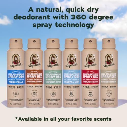 Dr. Squatch Natural Men's Deodorant Spray – Aluminum Free, Quick Dry, Dermatologist-Tested – Fresh Falls, 4 oz (2-Pack) Avelisse