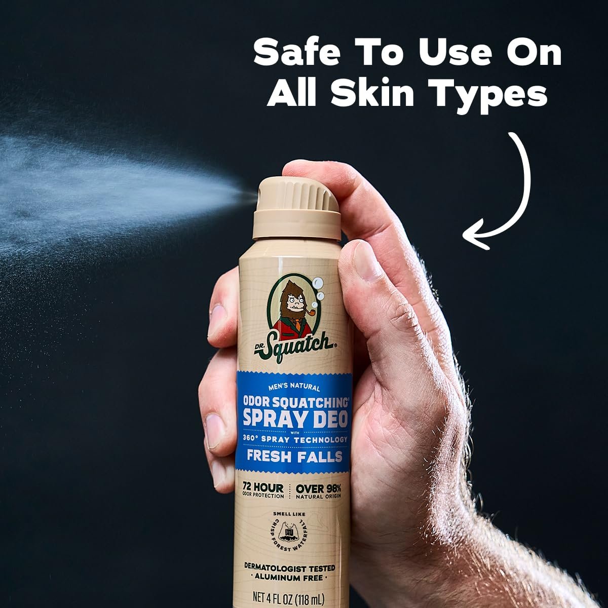 Dr. Squatch Natural Men's Deodorant Spray – Aluminum Free, Quick Dry, Dermatologist-Tested – Fresh Falls, 4 oz (2-Pack) Avelisse