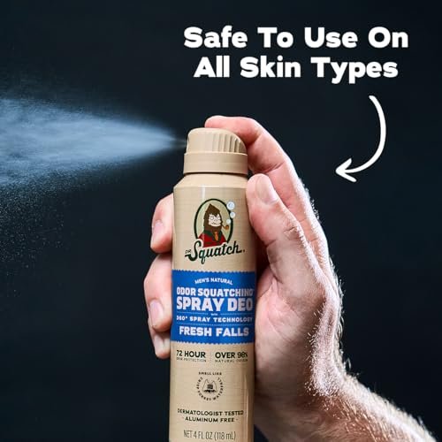 Dr. Squatch Natural Men's Deodorant Spray – Aluminum Free, Quick Dry, Dermatologist-Tested – Fresh Falls, 4 oz (2-Pack) Avelisse
