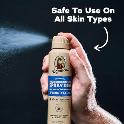 Dr. Squatch Natural Men's Deodorant Spray – Aluminum Free, Quick Dry, Dermatologist-Tested – Fresh Falls, 4 oz (2-Pack) Avelisse