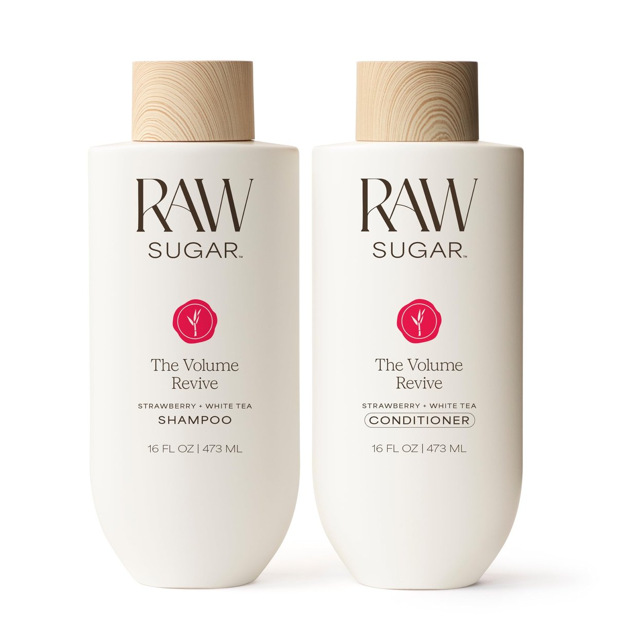 Raw Sugar Shampoo and Conditioner Set, The Volume Revive Hair Care Duo, 16 Fl Oz Each - Volumizing Haircare Bundle, SLS/SLES-Free, Paraben-Free, Color-Friendly, Vegan Avelisse
