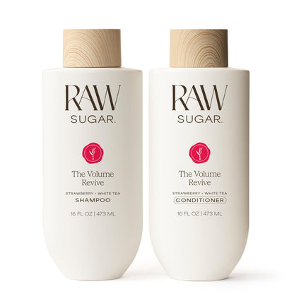 Raw Sugar Shampoo and Conditioner Set, The Volume Revive Hair Care Duo, 16 Fl Oz Each - Volumizing Haircare Bundle, SLS/SLES-Free, Paraben-Free, Color-Friendly, Vegan Avelisse