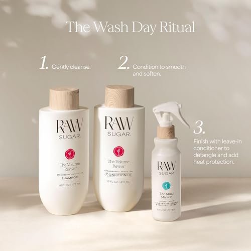 Raw Sugar Shampoo and Conditioner Set, The Volume Revive Hair Care Duo, 16 Fl Oz Each - Volumizing Haircare Bundle, SLS/SLES-Free, Paraben-Free, Color-Friendly, Vegan Avelisse