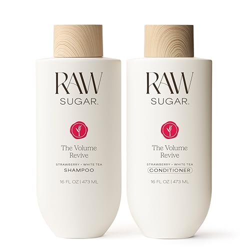 Raw Sugar Shampoo and Conditioner Set, The Volume Revive Hair Care Duo, 16 Fl Oz Each - Volumizing Haircare Bundle, SLS/SLES-Free, Paraben-Free, Color-Friendly, Vegan Avelisse