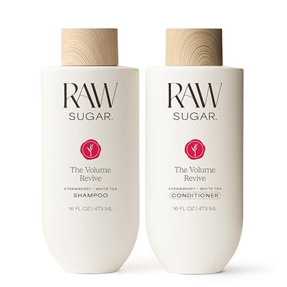 Raw Sugar Shampoo and Conditioner Set, The Volume Revive Hair Care Duo, 16 Fl Oz Each - Volumizing Haircare Bundle, SLS/SLES-Free, Paraben-Free, Color-Friendly, Vegan Avelisse