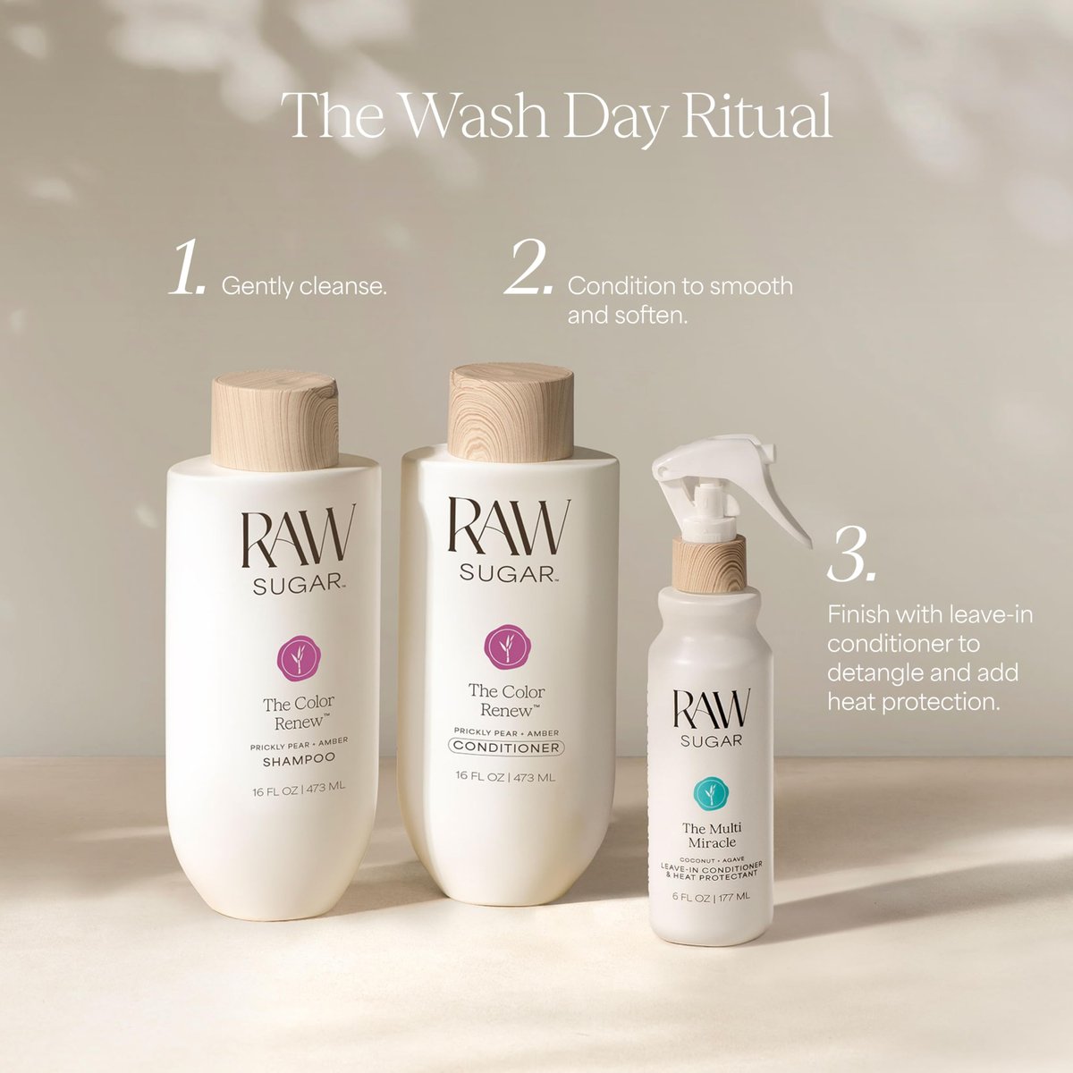 Raw Sugar Shampoo and Conditioner Set - The Color Renew Hair Care Duo, 16 Fl Oz Each, Protects Color, SLS/SLES & Paraben Free, Vegan Avelisse