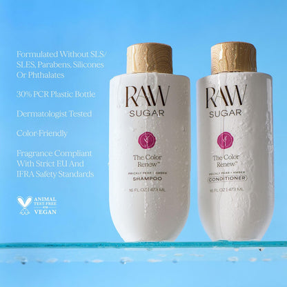 Raw Sugar Shampoo and Conditioner Set - The Color Renew Hair Care Duo, 16 Fl Oz Each, Protects Color, SLS/SLES & Paraben Free, Vegan Avelisse
