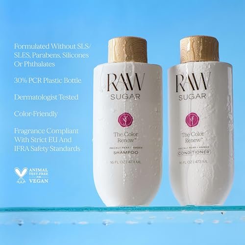 Raw Sugar Shampoo and Conditioner Set - The Color Renew Hair Care Duo, 16 Fl Oz Each, Protects Color, SLS/SLES & Paraben Free, Vegan Avelisse