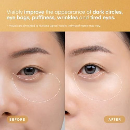 TEREZ & HONOR 24K Gold Retinol Under Eye Patches - 60 Korean Hydrogel Eye Masks with Collagen Peptide for Wrinkles, Dark Circles, Puffy Eyes, Radiance & Firming Avelisse