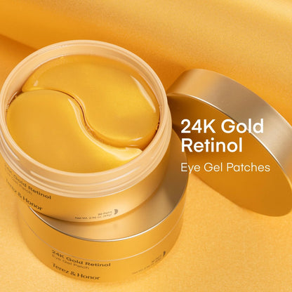 TEREZ & HONOR 24K Gold Retinol Under Eye Patches - 60 Korean Hydrogel Eye Masks with Collagen Peptide for Wrinkles, Dark Circles, Puffy Eyes, Radiance & Firming Avelisse