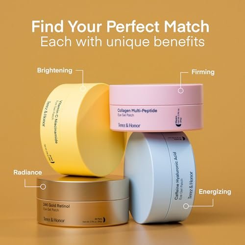 TEREZ & HONOR 24K Gold Retinol Under Eye Patches - 60 Korean Hydrogel Eye Masks with Collagen Peptide for Wrinkles, Dark Circles, Puffy Eyes, Radiance & Firming Avelisse