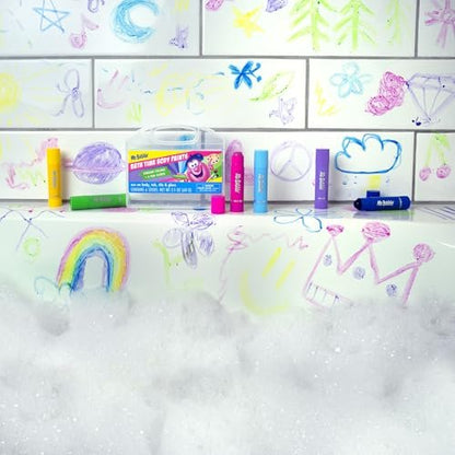 Mr. Bubble Bath Time Body Paints – 6-Color Washable Bath Paint Sticks for Kids, Gentle & Kid-Safe, Scented Colors with Carrying Case