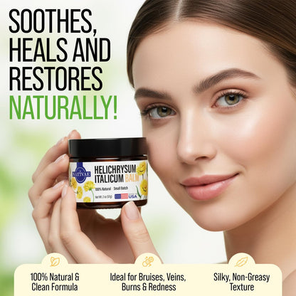 Nativae Helichrysum Balm – Helichrysum Italicum Essential Oil Skin Cream for Bruises, Veins, Burns & Redness – Soothing Healing Moisturizer for Face & Body Avelisse