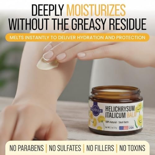 Nativae Helichrysum Balm – Helichrysum Italicum Essential Oil Skin Cream for Bruises, Veins, Burns & Redness – Soothing Healing Moisturizer for Face & Body Avelisse