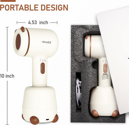 YALICE Cordless Hair Dryer for Baby and Kids, Portable Travel Blow Dryer with Gentle Airflow & Low Heat Ionic Care for Infant, 3 Speed Settings, Mini Rechargeable Hair Dryer with Charging Base, Khaki Avelisse