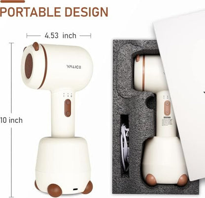 YALICE Cordless Hair Dryer for Baby and Kids, Portable Travel Blow Dryer with Gentle Airflow & Low Heat Ionic Care for Infant, 3 Speed Settings, Mini Rechargeable Hair Dryer with Charging Base, Khaki Avelisse