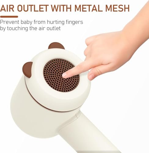 YALICE Cordless Hair Dryer for Baby and Kids, Portable Travel Blow Dryer with Gentle Airflow & Low Heat Ionic Care for Infant, 3 Speed Settings, Mini Rechargeable Hair Dryer with Charging Base, Khaki Avelisse
