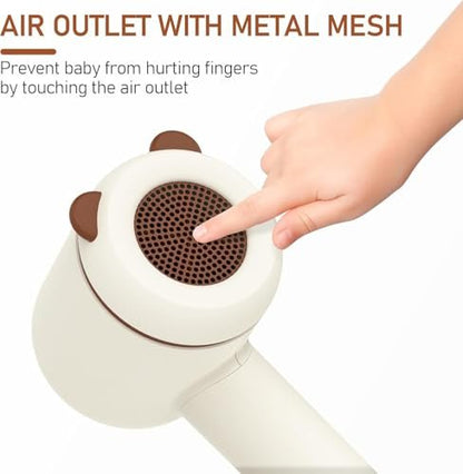 YALICE Cordless Hair Dryer for Baby and Kids, Portable Travel Blow Dryer with Gentle Airflow & Low Heat Ionic Care for Infant, 3 Speed Settings, Mini Rechargeable Hair Dryer with Charging Base, Khaki Avelisse