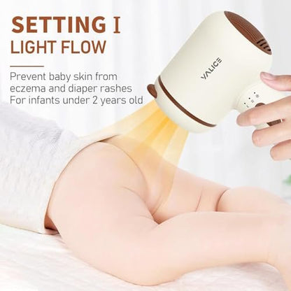 YALICE Cordless Hair Dryer for Baby and Kids, Portable Travel Blow Dryer with Gentle Airflow & Low Heat Ionic Care for Infant, 3 Speed Settings, Mini Rechargeable Hair Dryer with Charging Base, Khaki Avelisse