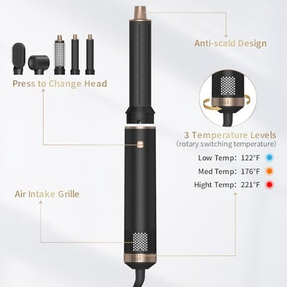 LNSTN 5-in-1 Blow Dryer Brush with Negative Ion Technology for Smooth, Voluminous Hair Avelisse