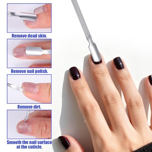 4 Pcs Stainless Steel Cuticle Pusher Set – Dual Head Nail Pusher & Remover Tool for Manicure Pedicure Avelisse
