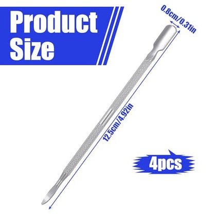 4 Pcs Stainless Steel Cuticle Pusher Set – Dual Head Nail Pusher & Remover Tool for Manicure Pedicure Avelisse