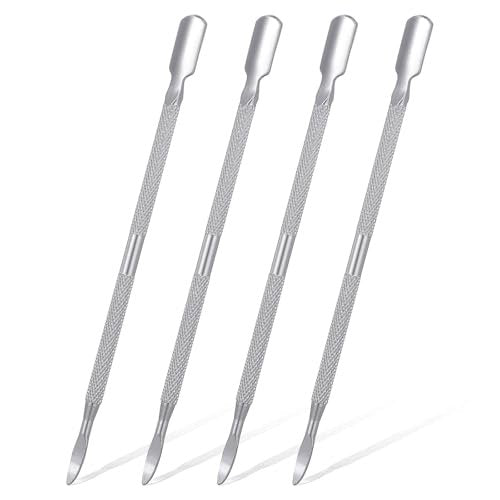 4 Pcs Stainless Steel Cuticle Pusher Set – Dual Head Nail Pusher & Remover Tool for Manicure Pedicure Avelisse