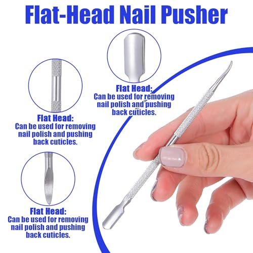 4 Pcs Stainless Steel Cuticle Pusher Set – Dual Head Nail Pusher & Remover Tool for Manicure Pedicure Avelisse