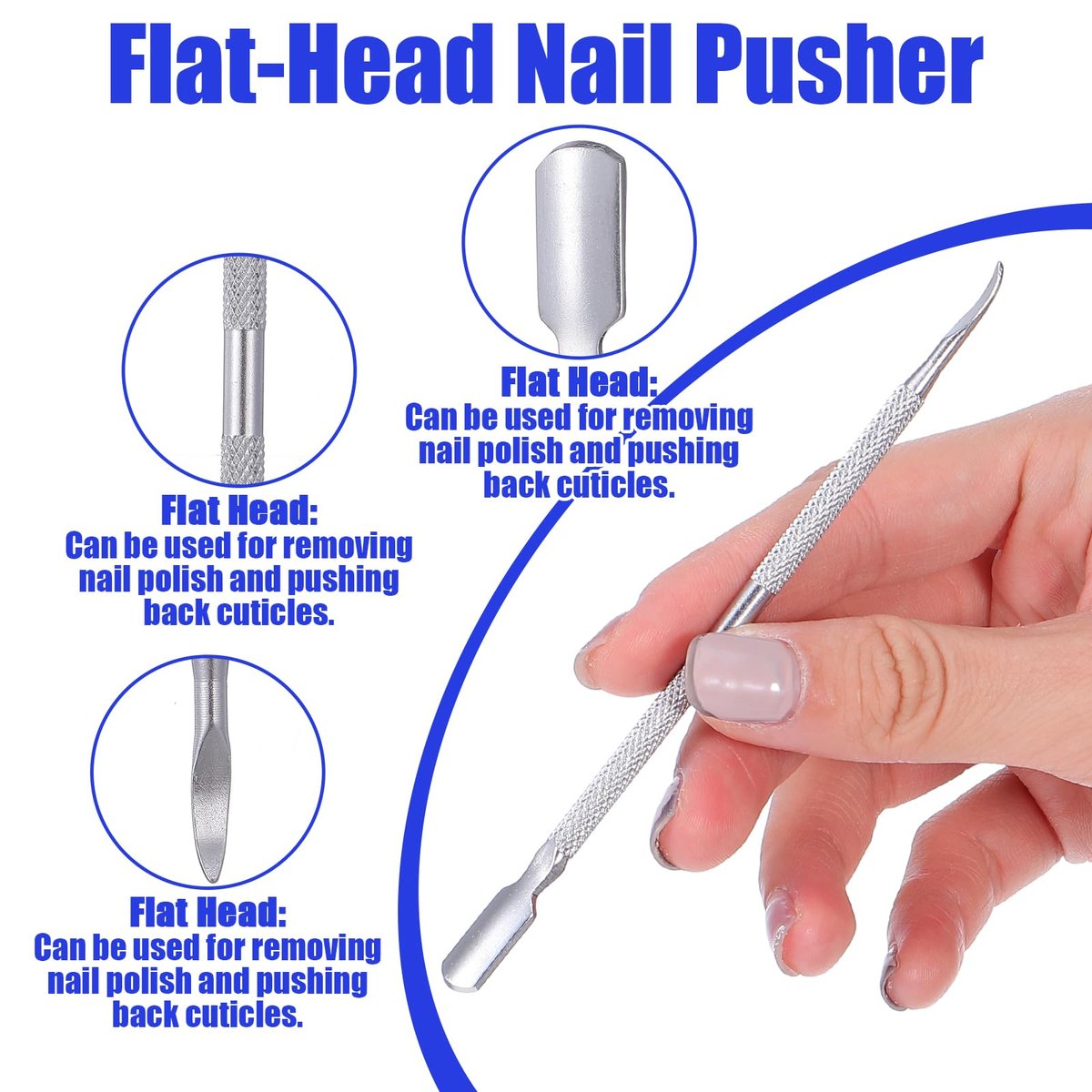 4 Pcs Stainless Steel Cuticle Pusher Set – Dual Head Nail Pusher & Remover Tool for Manicure Pedicure Avelisse