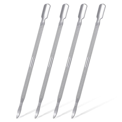 4 Pcs Stainless Steel Cuticle Pusher Set – Dual Head Nail Pusher & Remover Tool for Manicure Pedicure Avelisse