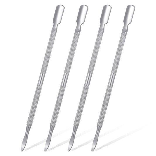 4 Pcs Stainless Steel Cuticle Pusher Set – Dual Head Nail Pusher & Remover Tool for Manicure Pedicure Avelisse
