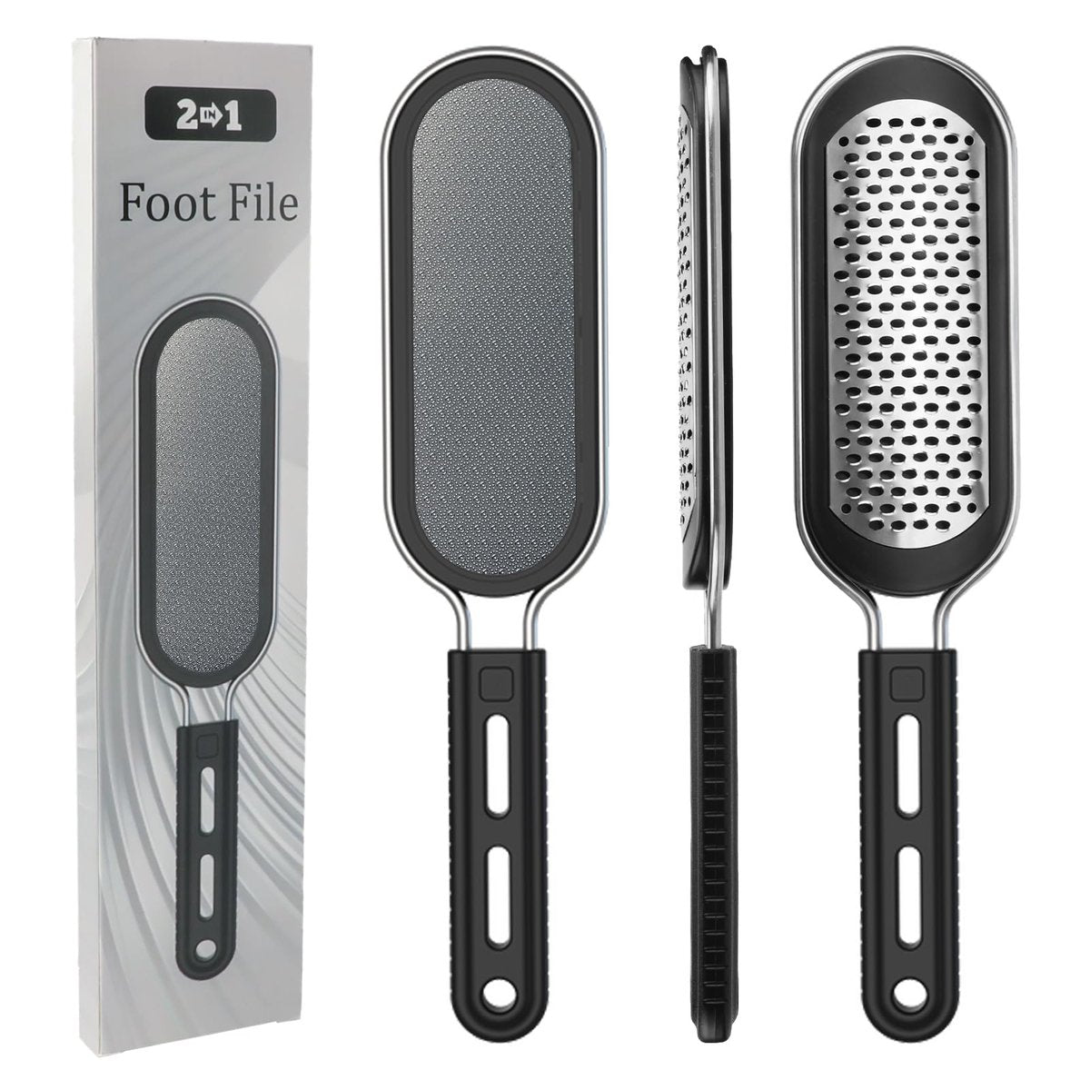 FREATECH Nano Glass & Stainless Steel Foot File 2-in-1 Foot Rasp for Callus Remover, Professional Pedicure Tool for Hard Cracked Dead Heel Skin, Smooth Exfoliating Heel Care for Home Spa Shower - görsel 1
