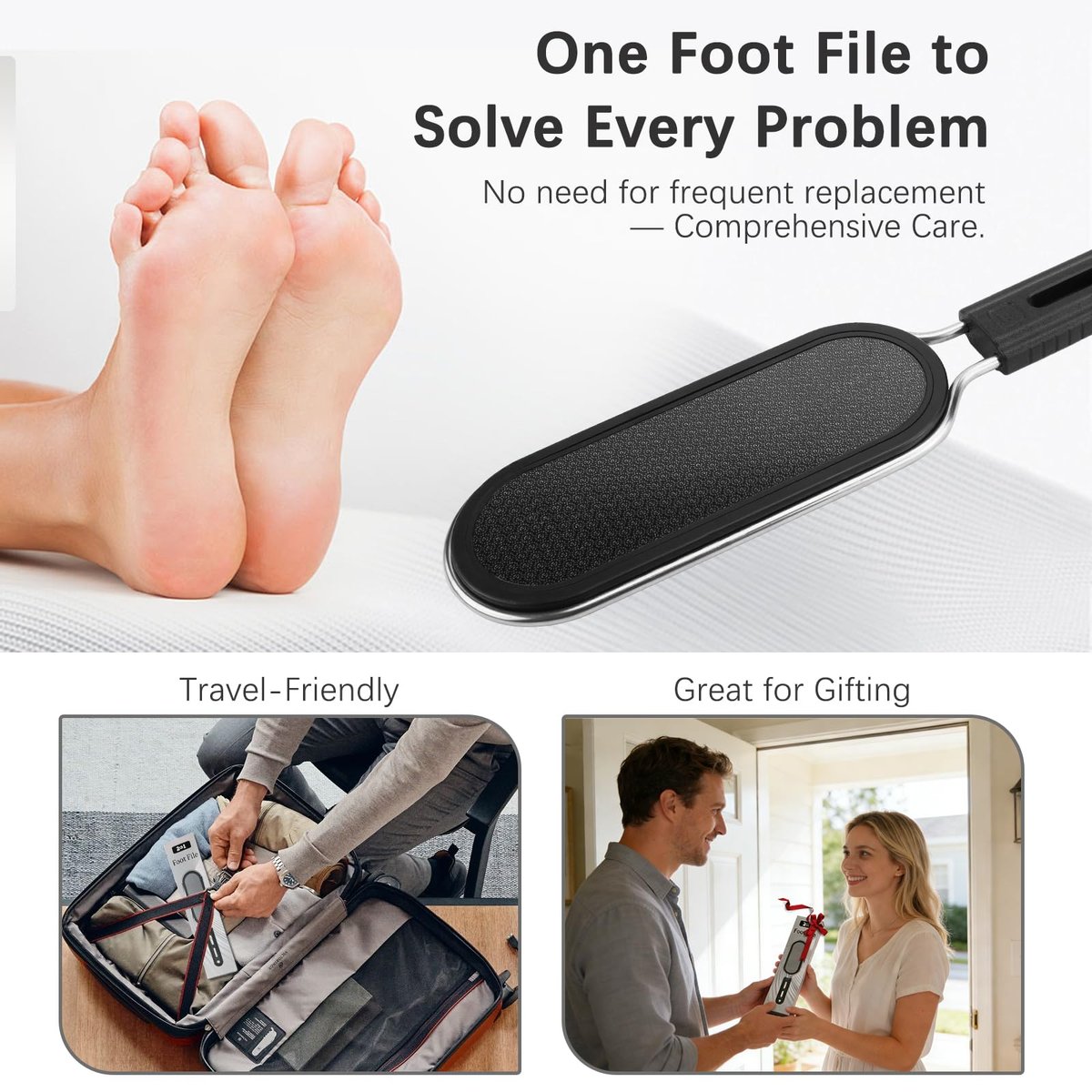 FREATECH Nano Glass & Stainless Steel Foot File 2-in-1 Foot Rasp for Callus Remover, Professional Pedicure Tool for Hard Cracked Dead Heel Skin, Smooth Exfoliating Heel Care for Home Spa Shower - görsel 11