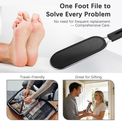 FREATECH Nano Glass & Stainless Steel Foot File 2-in-1 Foot Rasp for Callus Remover, Professional Pedicure Tool for Hard Cracked Dead Heel Skin, Smooth Exfoliating Heel Care for Home Spa Shower