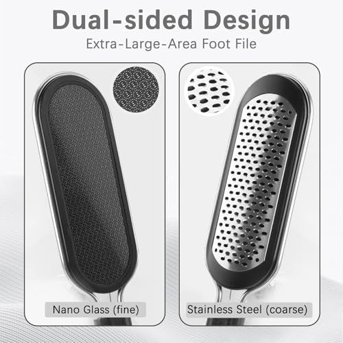 FREATECH Nano Glass & Stainless Steel Foot File 2-in-1 Foot Rasp for Callus Remover, Professional Pedicure Tool for Hard Cracked Dead Heel Skin, Smooth Exfoliating Heel Care for Home Spa Shower - görsel 6