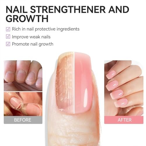 Pink Nail Strengthener Extra Strong – Nail Hardener for Weak, Brittle, Splitting Nails – Long-Lasting Quick Dry Formula with Enhanced Shine (12ML) Avelisse