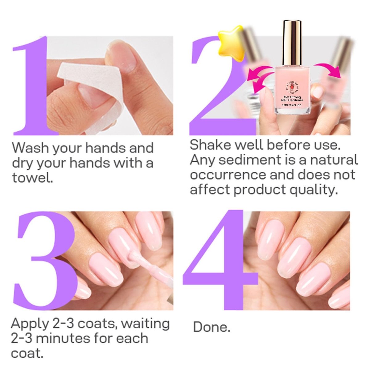 Pink Nail Strengthener Extra Strong – Nail Hardener for Weak, Brittle, Splitting Nails – Long-Lasting Quick Dry Formula with Enhanced Shine (12ML) Avelisse