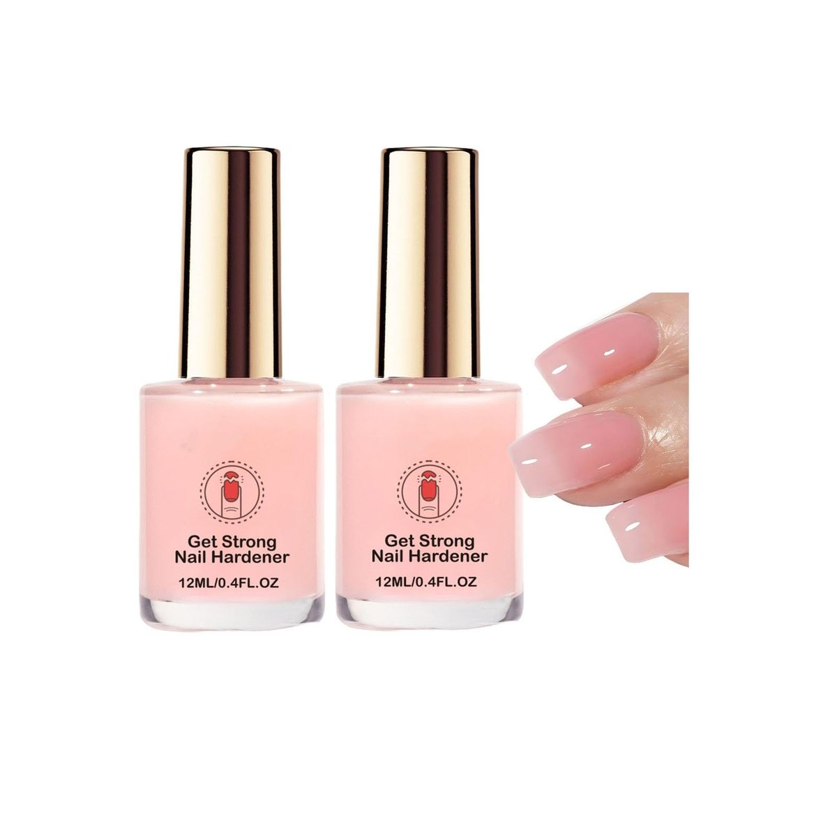 Pink Nail Strengthener Extra Strong – Nail Hardener for Weak, Brittle, Splitting Nails – Long-Lasting Quick Dry Formula with Enhanced Shine (12ML) Avelisse