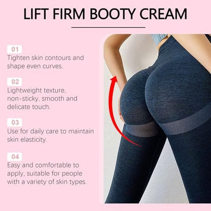 KunMan Butt Tight Lift Cream - Cellulite Cream for Firm, Smooth Booty Skin - Tighten Leg Skin, Reduce Loose & Crepey - Bum Mask for Booty, Thighs, Belly & Arms (3.38 fl oz)