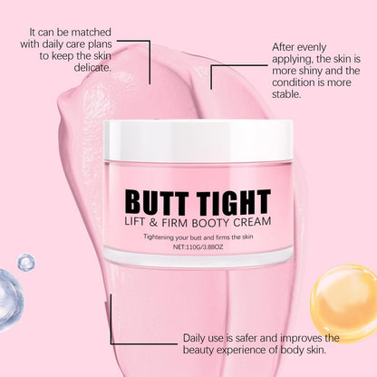 KunMan Butt Tight Lift Cream - Cellulite Cream for Firm, Smooth Booty Skin - Tighten Leg Skin, Reduce Loose & Crepey - Bum Mask for Booty, Thighs, Belly & Arms (3.38 fl oz)