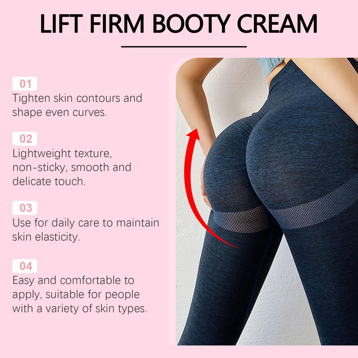 KunMan Butt Tight Lift Cream - Cellulite Cream for Firm, Smooth Booty Skin - Tighten Leg Skin, Reduce Loose & Crepey - Bum Mask for Booty, Thighs, Belly & Arms (3.38 fl oz) - görsel 5