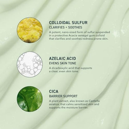 Prequel Skin Redness Reform Sulfur Cleanser – Calming Face Wash with Azelaic Acid & Colloidal Sulfur for Redness & Discomfort – Dermatologist-Developed – 6.5 oz