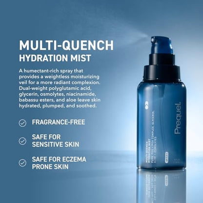 Prequel Skin Multi-Quench Hydration Mist – Moisturizing Face Spray with Plumping PGA Complex, Glycerin, Aloe & Niacinamide – Hydrating Facial Mist for Smoother, Supple Skin