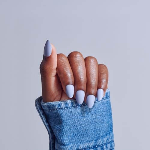 KISS Core Press On Nails 'Flee' - Blue, Short Almond, 32 Nails with Glue & Tools Avelisse
