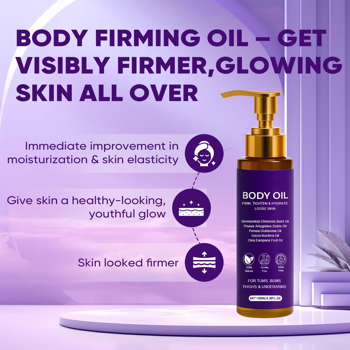 Zotreval Body Firming Oil – Luxury Firming & Hydrating Body Serum for Crepe Skin with Vitamin E & Sweet Almond Oil Avelisse