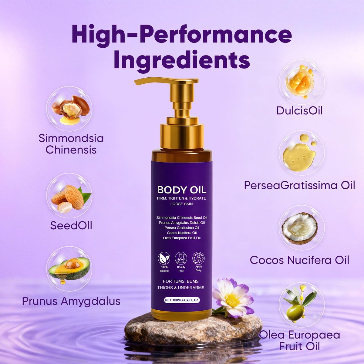 Zotreval Body Firming Oil – Luxury Firming & Hydrating Body Serum for Crepe Skin with Vitamin E & Sweet Almond Oil Avelisse